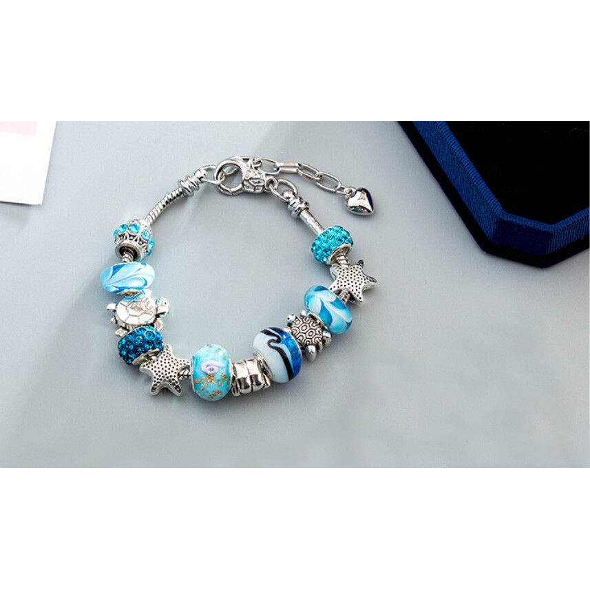 Vòng tay mạ bạc đính đá trái tim thời trang cho nữ