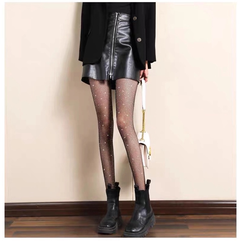 Quần tất lụa mỏng sexy màu da /đen lưới kim đá lấp lánh mịn màng HÀNG QUẢNG CHÂU