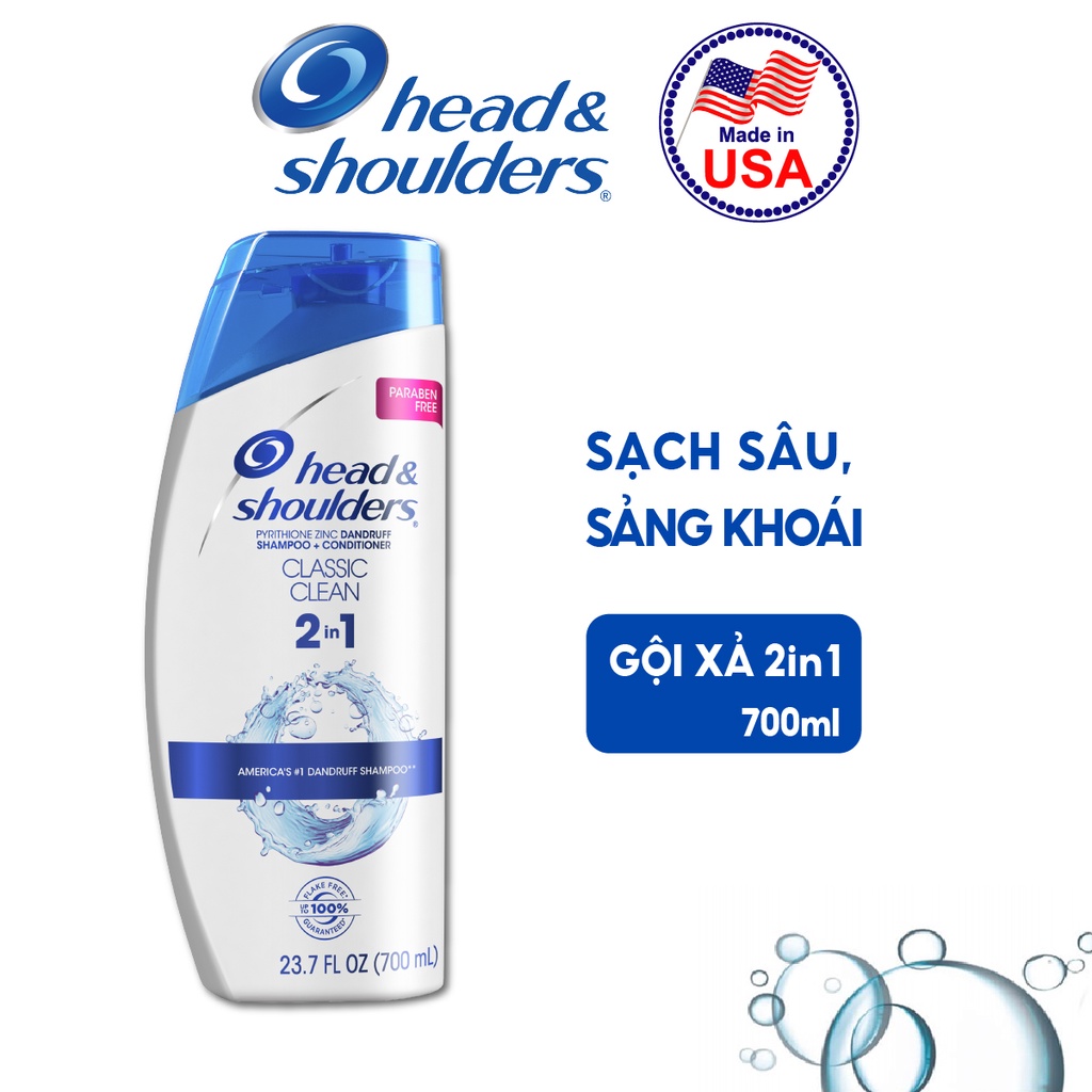 Dầu Gội & Xả 2in1 Head&Shoulders Mỹ nhiều mùi hương 650/700ml