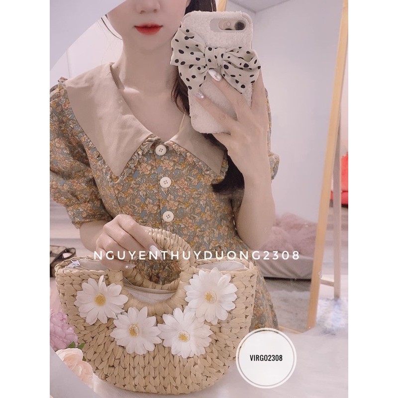 [Ảnh thật/Sẵn]Váy hoa thiết kế cổ be cúc trước/Đầm hoa vintage tiểu thư | BigBuy360 - bigbuy360.vn