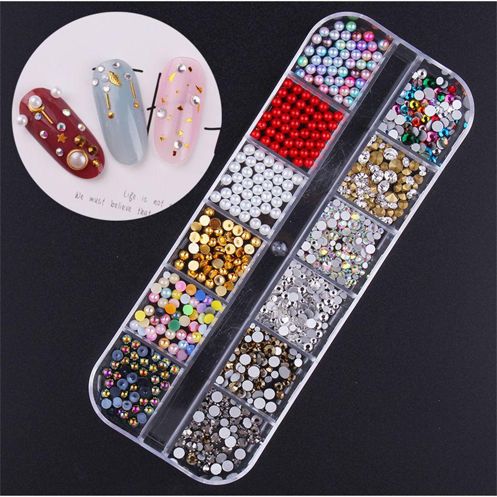 MIH Hộp Phụ Kiện Đinh Tán 3D Hình Trăng Sao Trang Trí Móng Tay