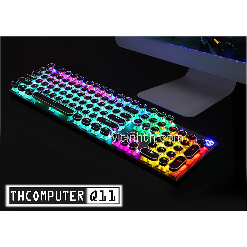 Bàn phím cơ chính hãng Blue switch nút tròn HP độc lạ, đèn led nhiều chế độ - THComputer Q11 | BigBuy360 - bigbuy360.vn