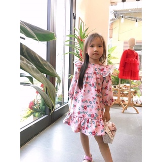 Váy nhung hoa đuôi cá bé gái