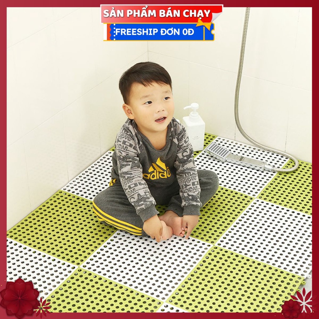 Tấm Lót Sàn Thảm Nhựa Ghép Decor KIỂU Ô Tròn T3 - 30X30Cm - Nhựa Dày Chống Trơn Trượt, Khô Thoáng Nhà Tắm