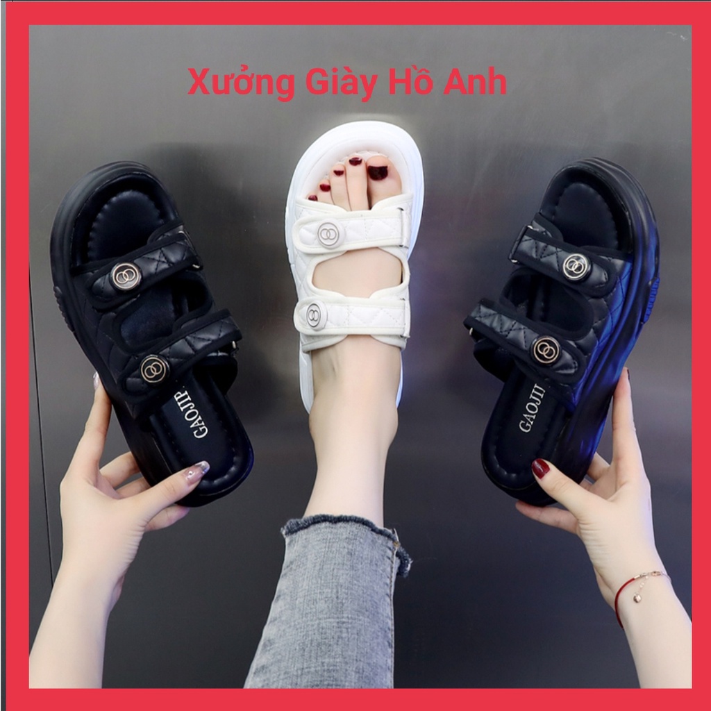 Dép Sandal Quai Hậu 4 Khuy Đế Cao Quai dán Điều Chỉnh To Nhỏ Cực Hót Siêu Nhẹ Cực Êm Sang Chảnh