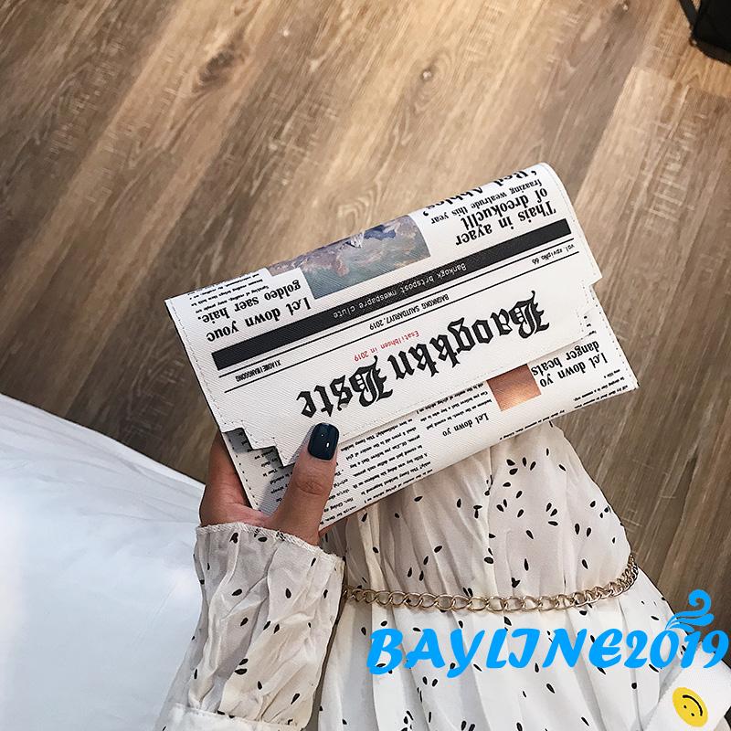 Túi Đeo Chéo Da Giả In Chữ Thời Trang Cho Nữ