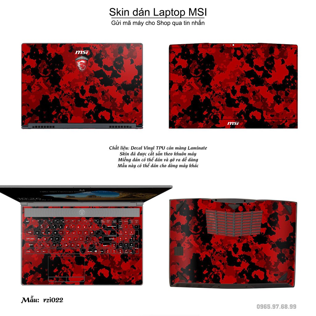 Skin dán Laptop MSI in hình rằn ri _nhiều mẫu 2 (inbox mã máy cho Shop)