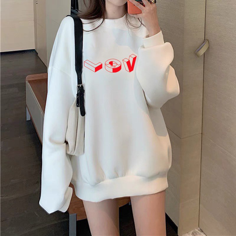 Áo sweater nữ, áo hoodie nữ phom rộng Unisex chữ LOVE chất đẹp không bai xù | BigBuy360 - bigbuy360.vn