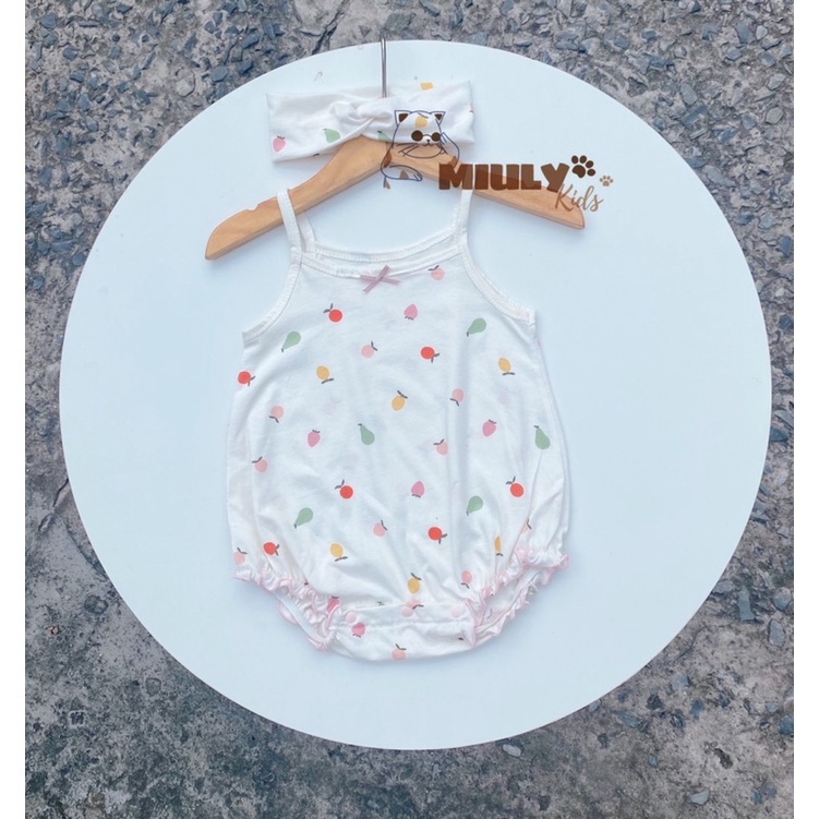 Body hai dây kèm turban cho bé gái chất cotton Hàn mềm mịn
