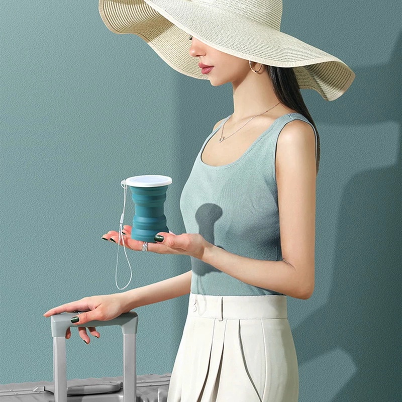 Cốc Uống Nước Bằng Silicone Cách Nhiệt Có Thể Tái Sử Dụng Dung Tích 320ml 4 Màu Tùy Chọn