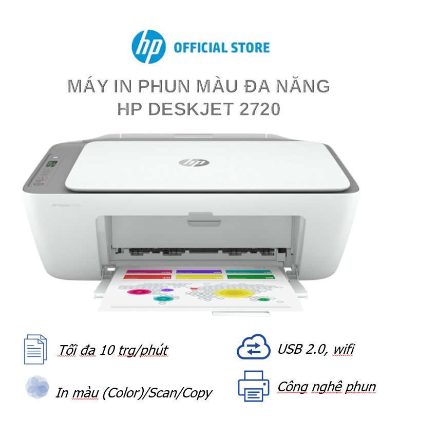 [Mã ELRE2TR giảm 6% đơn 200K] Máy in màu đa chức năng HP DeskJet 2720 AiO Printer,1Y WTY(online)_7FR52A