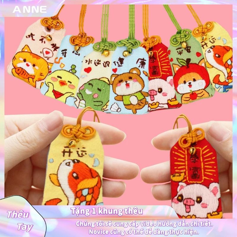 Bộ Kit/Diy Tự Làm Túi Phước Handmade/Túi Thêu Thủ Công Biểu Tượng Hòa Bình/Nghề Thêu