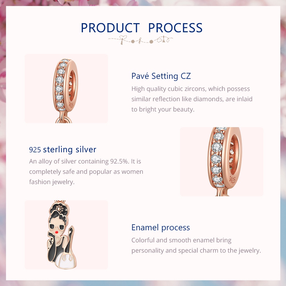 BAMOER Mặt Vòng cổ Tròn Bằng Bạc 925 Thiết Kế Đục Lỗ Thời Trang DIY