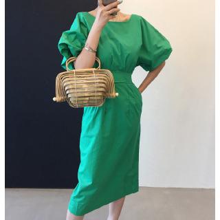 Đầm Nữ Tay Phồng Nhấn Eo Thời Trang