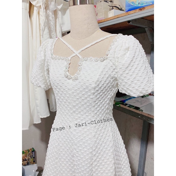 Đầm Tay Bồng Chéo Dây JARI-CLOTHES Ngắn Nhiều Màu Dễ Thương Dự Tiệc Đi Chơi