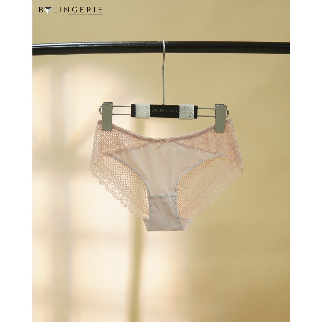 Bộ đồ lót ren nữ BY LINGERIE màu hồng nude áo quây có gọng độn mút dày siêu nâng ngực B224 | BigBuy360 - bigbuy360.vn