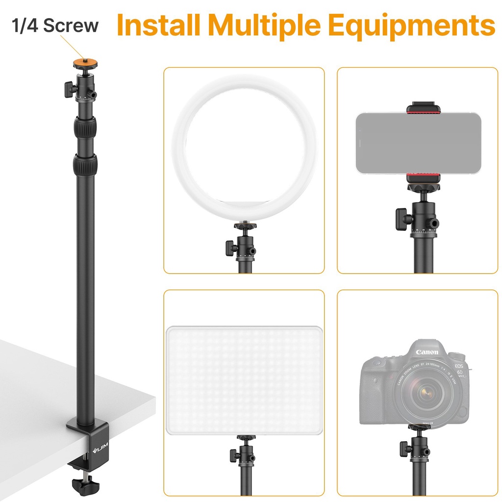 VIJIM LS03 - Chân Đế Kẹp Cạnh Bàn Xoay 360° Dành Cho Điện Thoại / Đèn LED / Máy Ảnh | Hàng Chính Hãng