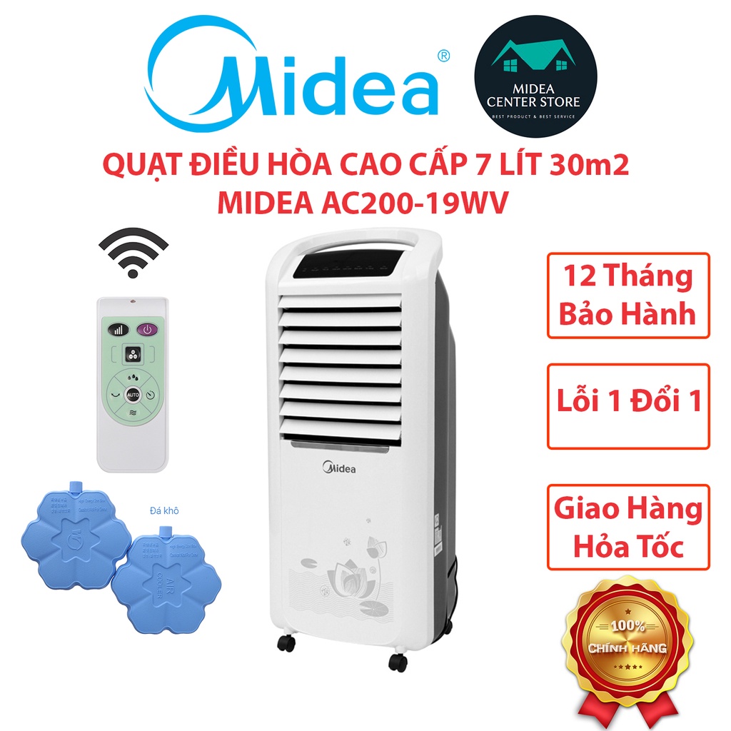Quạt điều hòa Midea AC200-19WV, lỗi 1 đổi 1, bảo hành 12 tháng toàn quốc