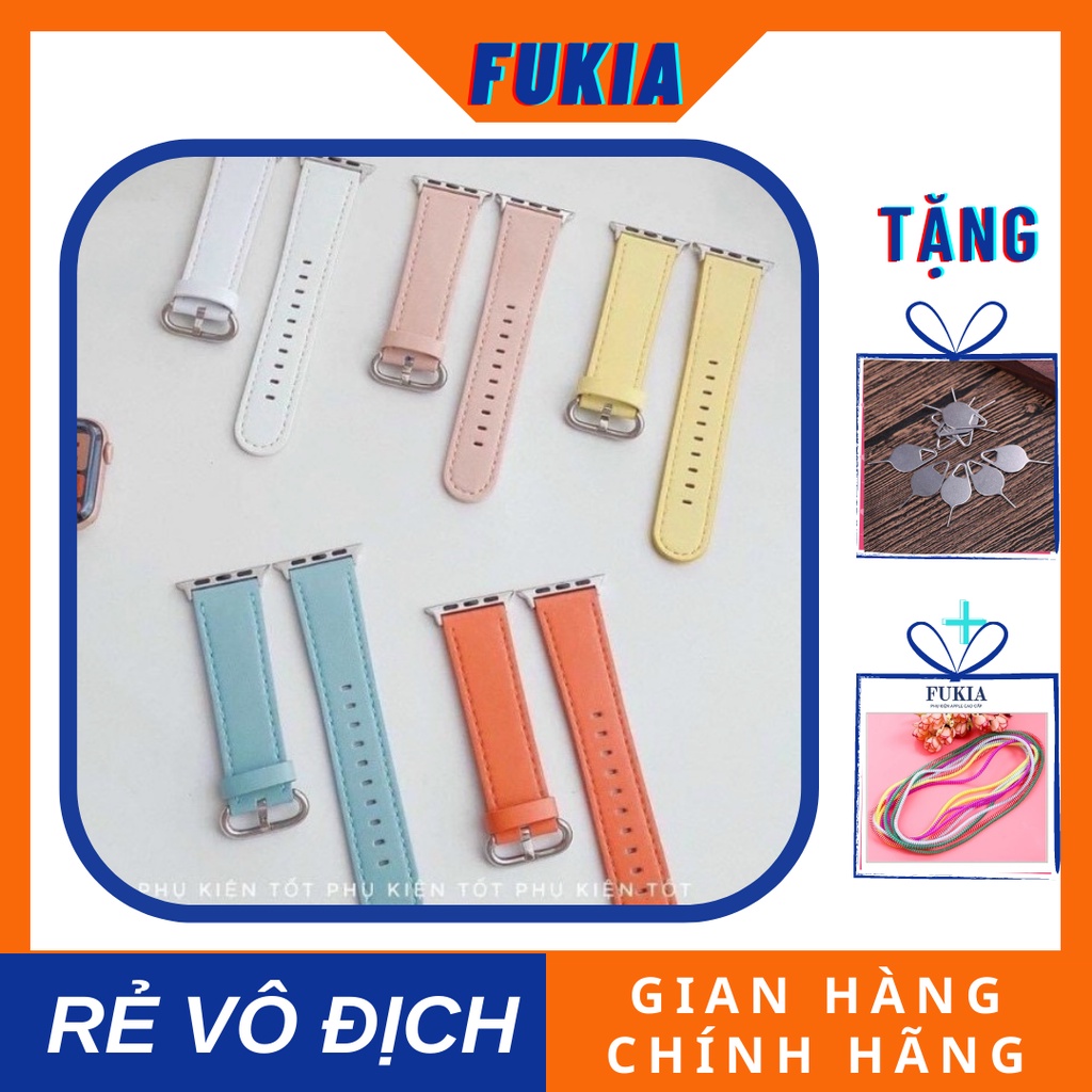 Dây da trơn khoá tròn cao cấp dành cho iWatch đồng hồ thông minh Series 1/2/3/4/5/6/SE size 38/40/42/44 mm AW148