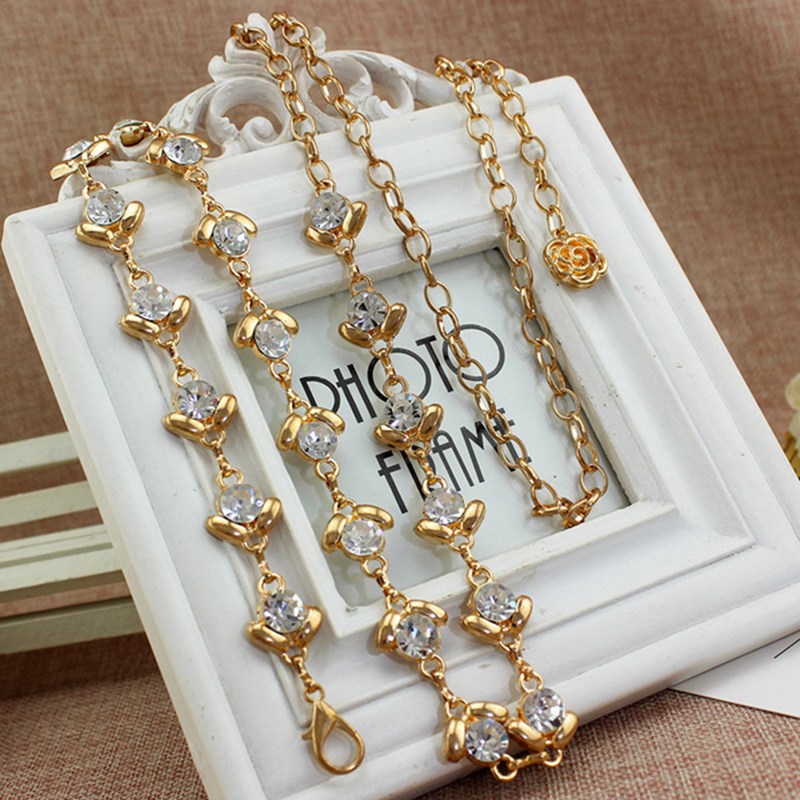 Thắt lưng đính đá kim loại sang trọng thời trang cho nữ