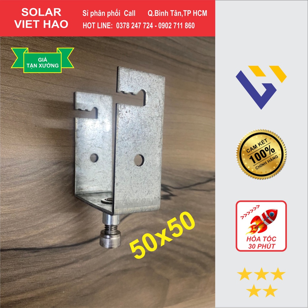 Pat U kẹp dưới tấm pin mặt trời solar panel VH 30x60 40x40 40x80 50x100 50x50 đủ size