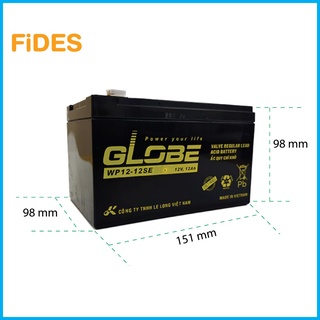 Bình Ắc Quy Globe WP12-12 12V12AH, dùng cho loa kéo, bình phun, ups, xe đạp điện - Fides