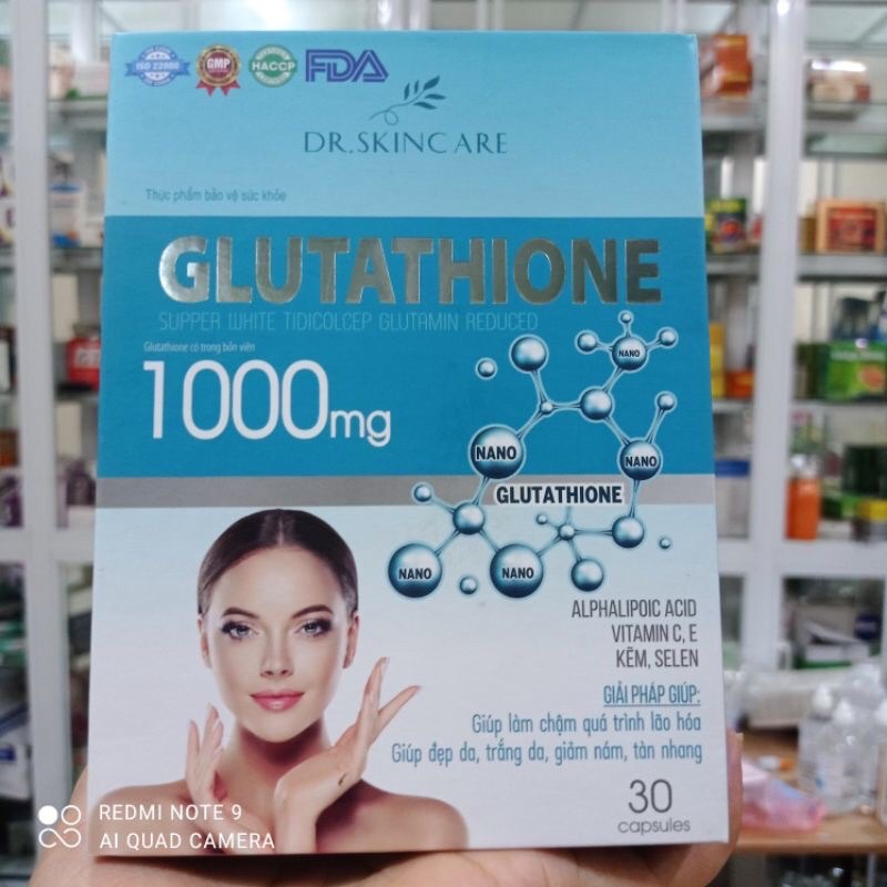 Glutathione 1000mg giúp làm chậm quá trình lão hoá da, mờ nám, giảm tàn nhang