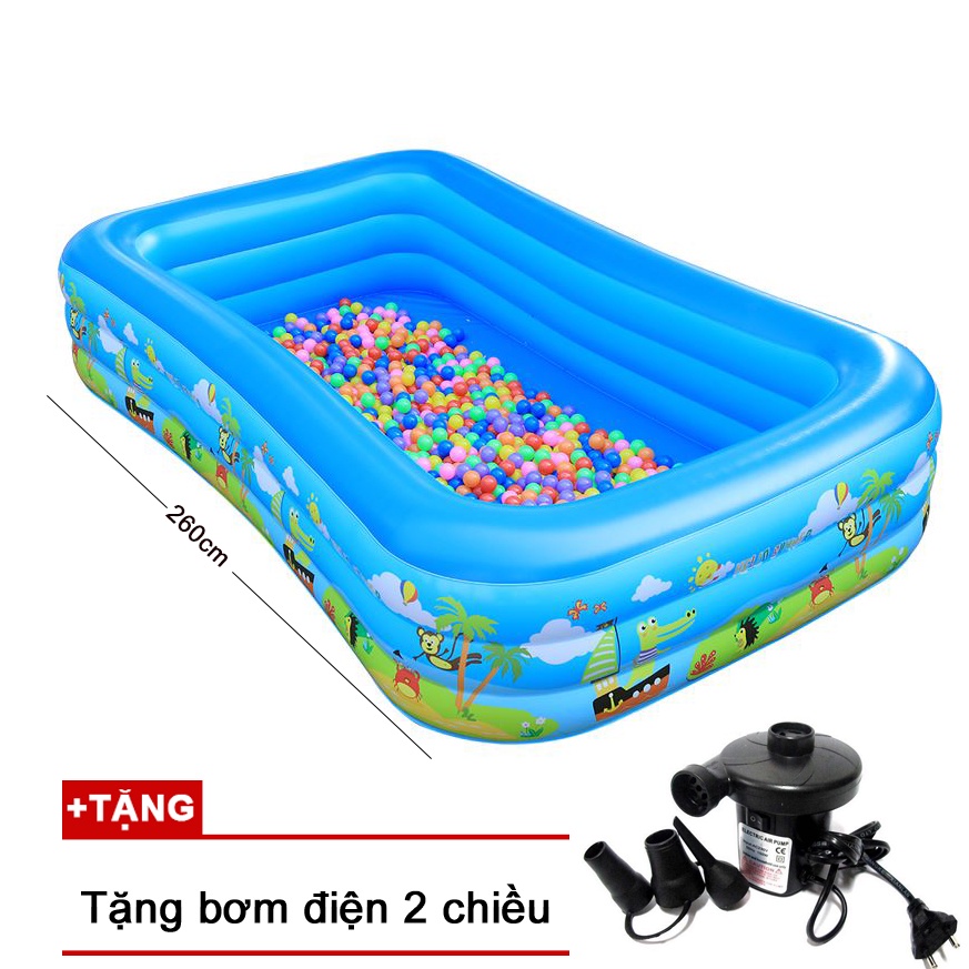 Bể bơi to 2m6 đáy chống trơn trượt cho bé yêu