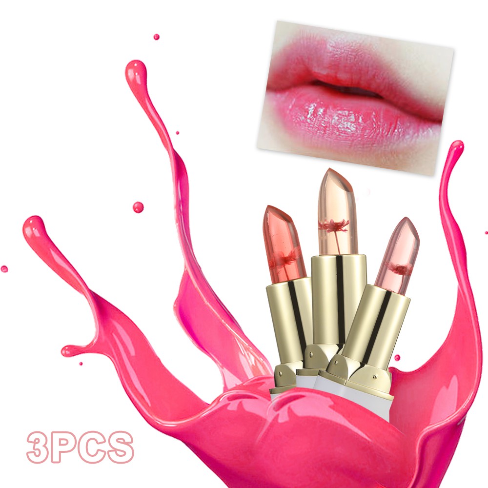 (Hàng Mới Về) Set 3 Son Thạch Ướp Hoa Dưỡng Ẩm Chống Nước Lâu Trôi Thay Đổi Màu Sắc | BigBuy360 - bigbuy360.vn