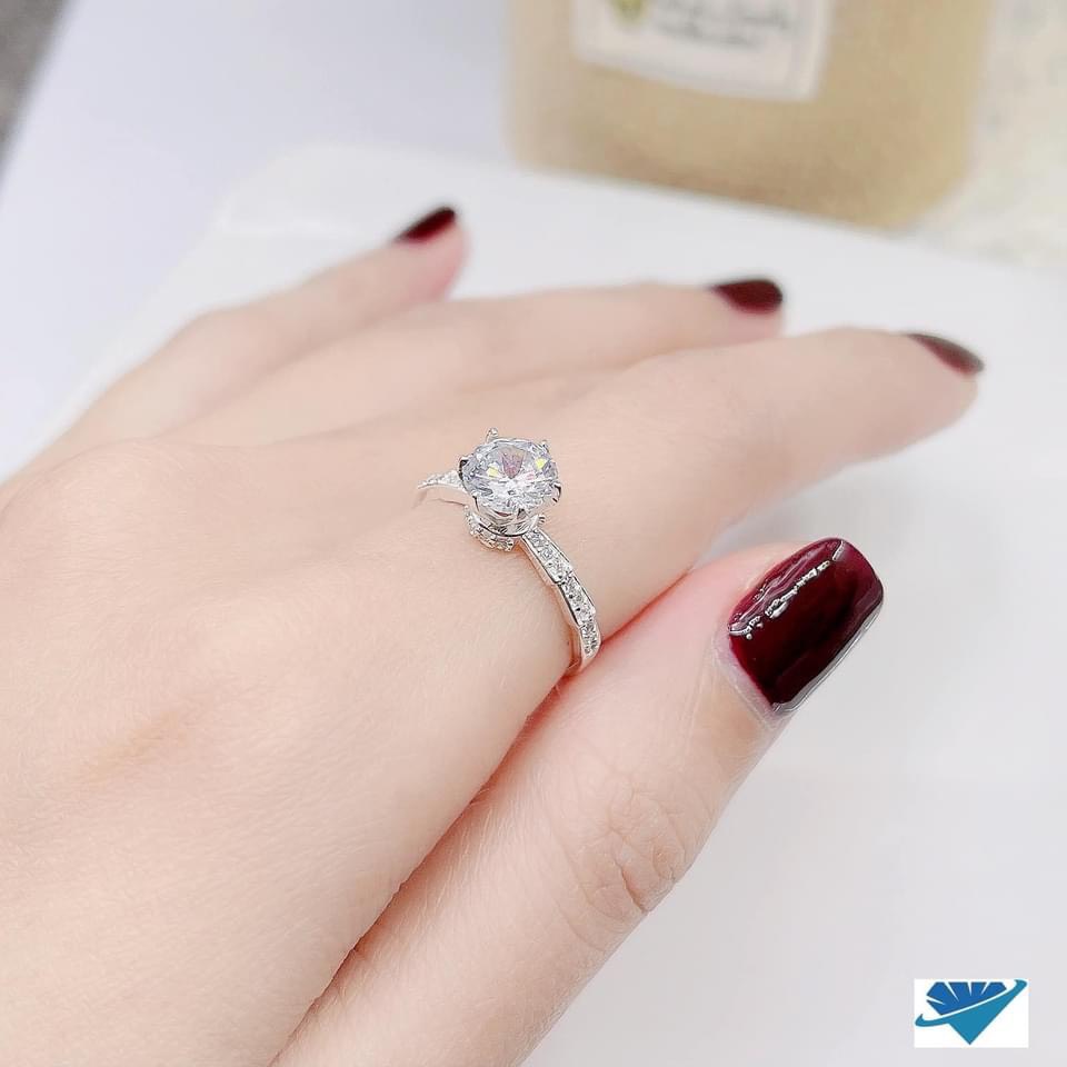 Nhẫn nữ bạc thật đính đá cao trắng đẹp - Kho sỉ bạc Nhất Linh