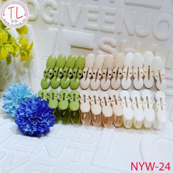 Vỉ 24 kẹp quần áo hình củ lạc – Kep nhựa treo đồ - Kẹp phơi đồ - Đồ dùng gia dụng