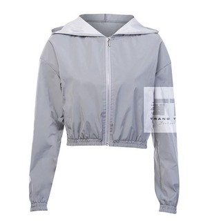 áo khoác croptop phản quang xám