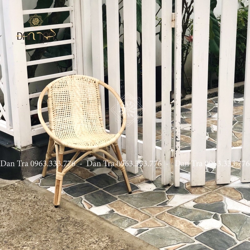 Ghế mây cafe đan mây trắng ngồi êm, ghế mây size to 54cmx52cmx70cm decor quán cafe, sân vườn, xưởng Mây tre Đan Trà