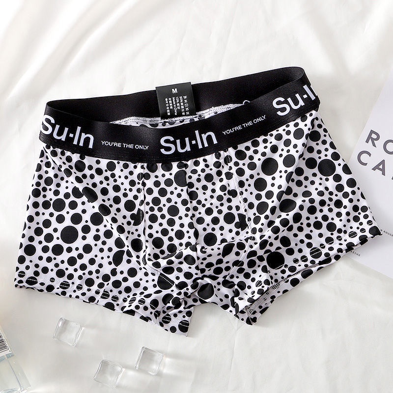 Quần Lót Boxer Lụa Lạnh Siêu Mỏng Lưng Vừa Thoáng Khí Dành Cho Nam