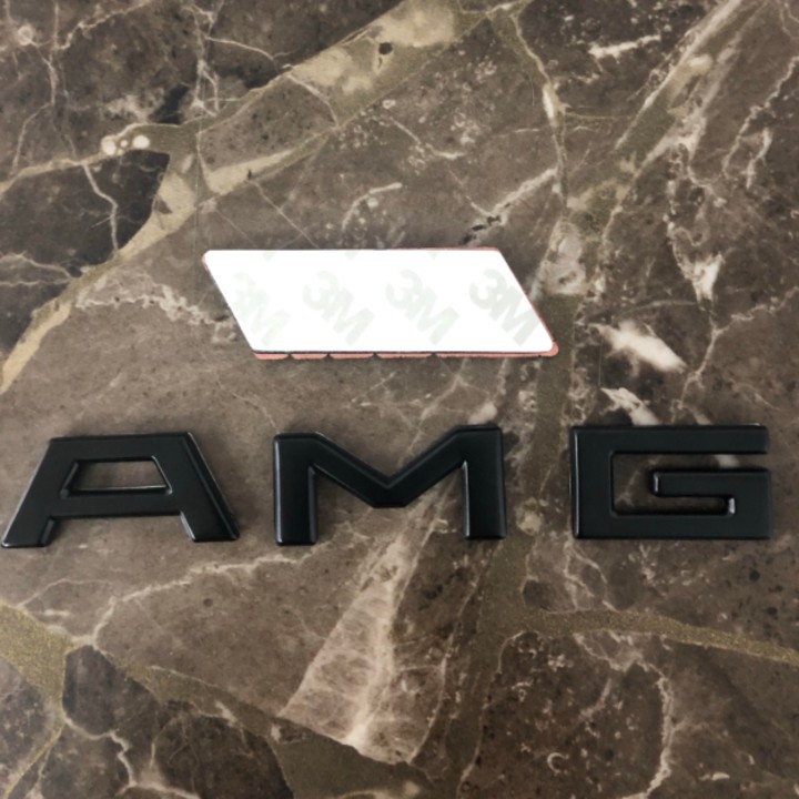 Logo chữ nổi AMG 3D hợp kim inox dán xe đuôi ô tô Kích thước 19*2cm