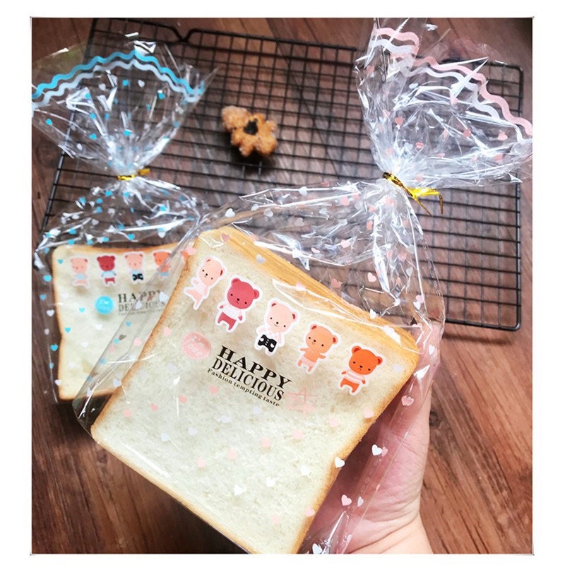 Túi chấm bi đựng bánh mì sandwich, cua phô mai, donut - 50c kèm kẽm cột (193)