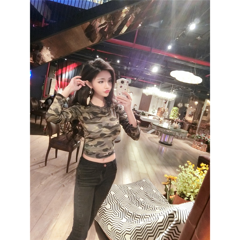 Áo Tập Gym Nữ Croptop Camo Tập Gym Thể Thao Phong Cách Âu Mỹ Nhập Khẩu Vải Xịn thoáng mát tôn dáng Evasport