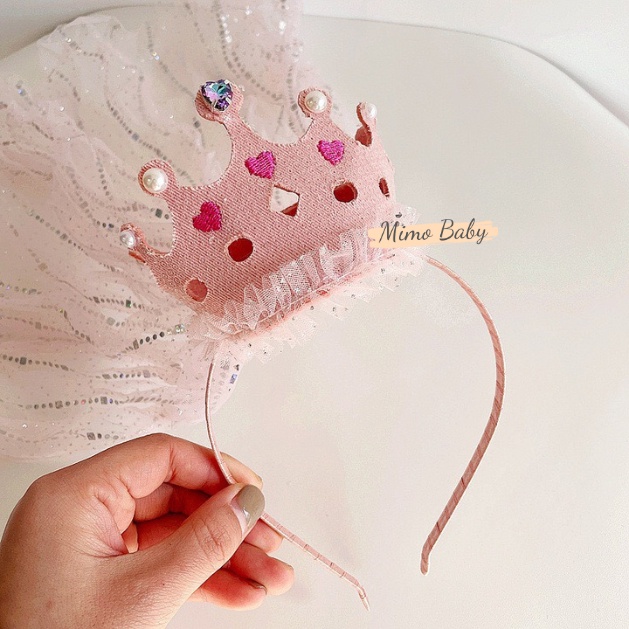 Bờm voan vương miện lấp lánh, bờm công chúa đáng yêu cho bé gái BD61 Mimo Baby
