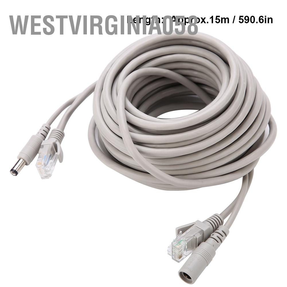 Westvirginia058 5M/10M/15M/20M RJ45+DC Ethernet CCTV Cable for IP Cameras NVR System 10Mbps/100Mbps