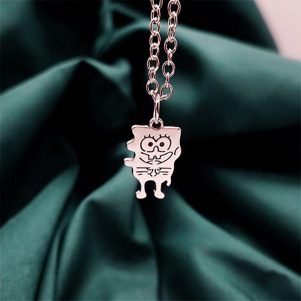 Vòng cổ Mặt Hình SpongeBob Bằng Hợp Kim Thép Phong Cách Hip Hop Thời Trang Cho Nam
