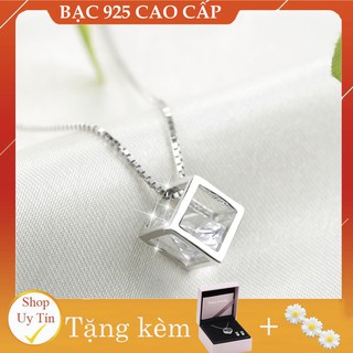 [VIDEO THẬT Free Ship]Dây Chuyền Bạc 925 Khối Vuông Kim Cương Daisy | Shop Uy Tín Free Ship Toàn Quốc Giao Hàng Nhanh 4h