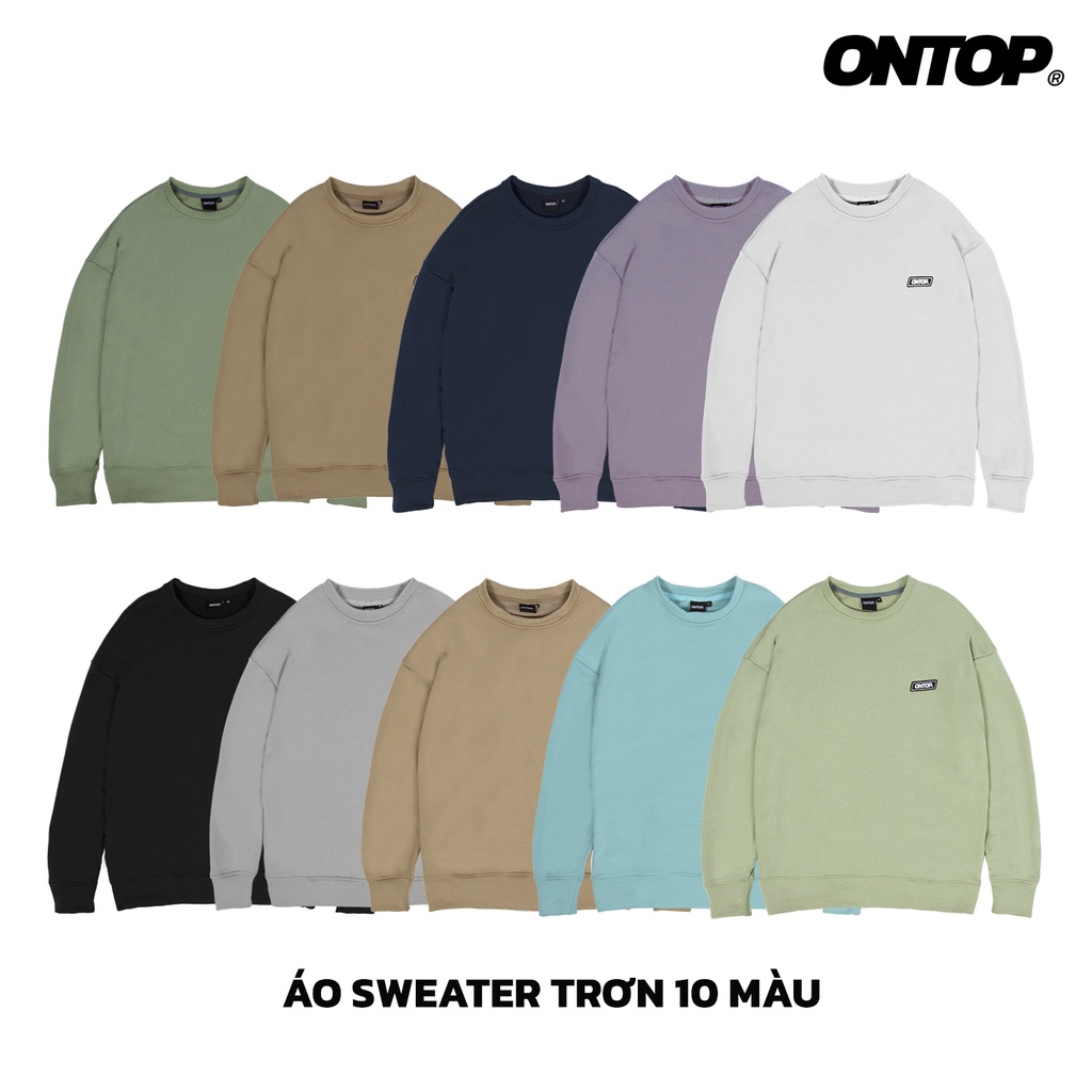 Áo sweater nỉ mỏng form rộng nam nữ mang được 4 mùa local brand ONTOP thumbnail