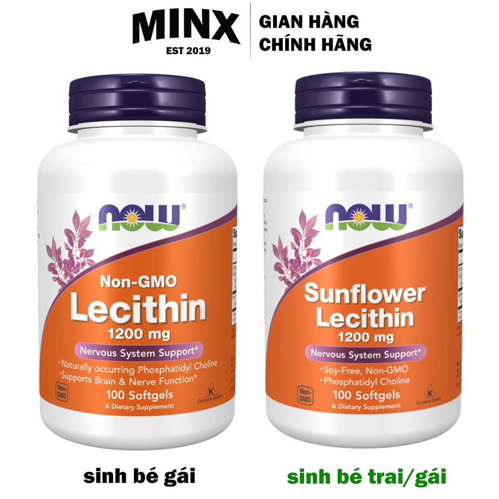 Viên Uống Chống Tắc Tia Sữa - Now Sunflower Lecithin / Lecithin 1200mg chống tắt tia sữa - MINX Store