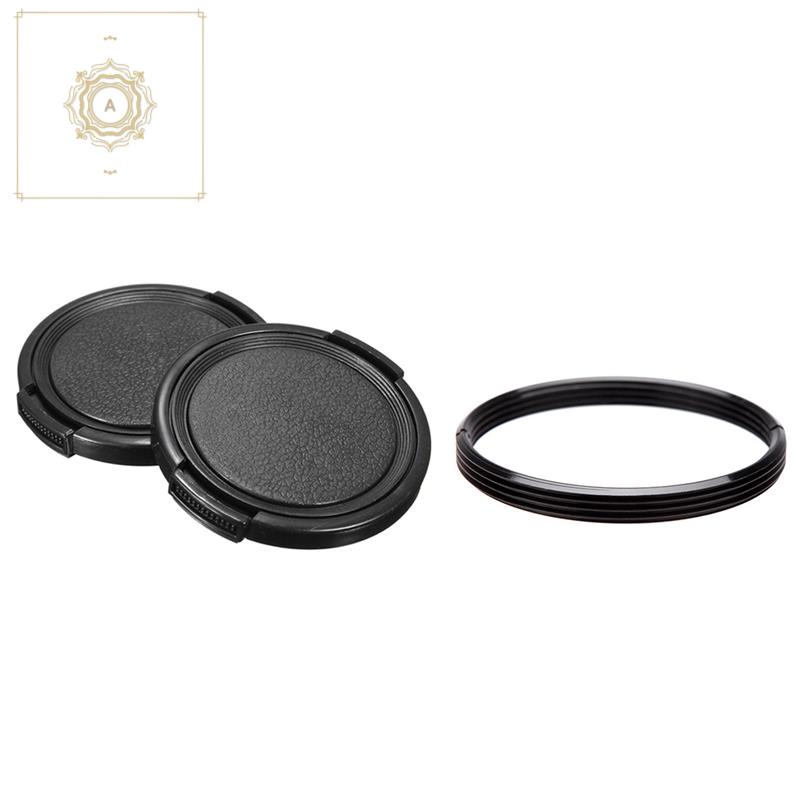 2 Pcs Metal Step Up Adapter Ring Lens Adapter for Leica M39 Lens & 10Pcs 49Mm Center Pinch Front Lens Cap