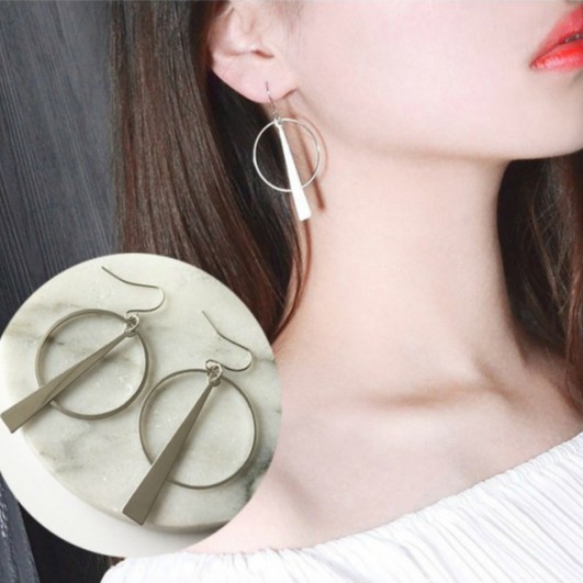 Bông Tai Bạc Đính Đá Tròn Móc SAVVY Phong Cách Hàn Quốc