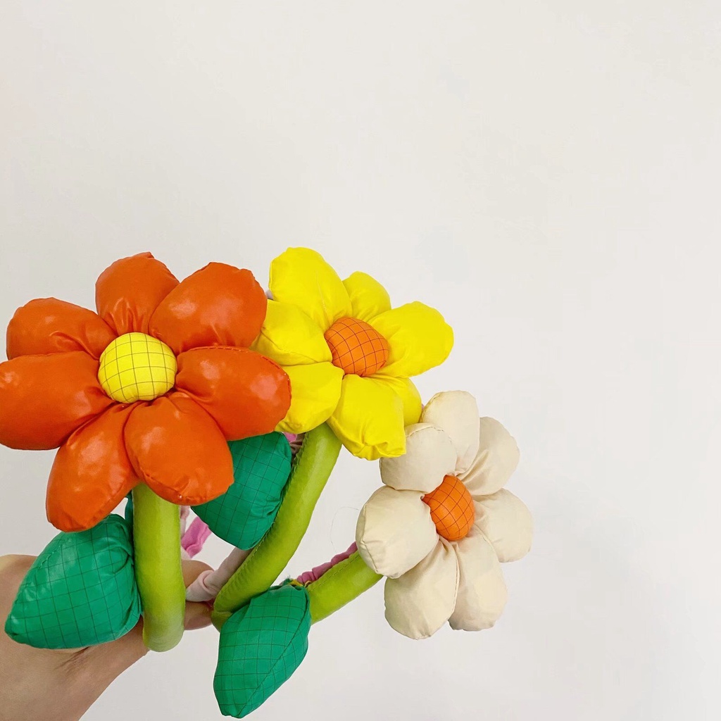 Băng Đô Cài Tóc Đính Hoa Năm Màu Sắc Dành Cho Bé Gái