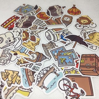 Sticker travel dán trang trí scrapbook, planner,... size mini 3-4cm