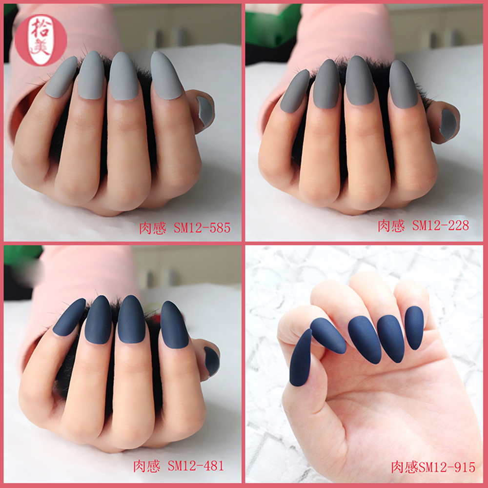 (Hàng Mới Về) Móng Tay Giả Màu Trơn Thời Trang Cho Nữ