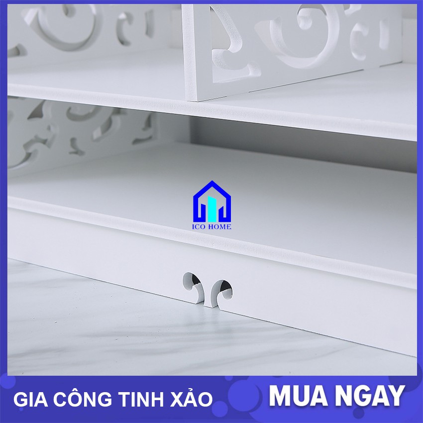 Kệ sách để bàn bằng gỗ hoa văn đẹp dễ dàng lắp ghép có nhiều ngăn, để bàn học bàn làm việc văn phòng - ICO HOME