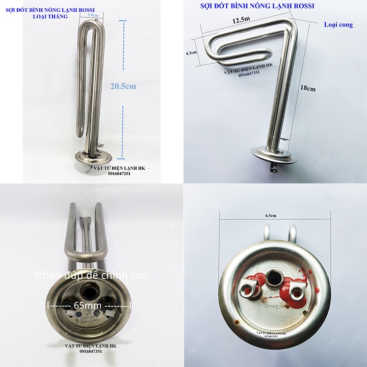 Sợi đốt ROSI - ruột bình nóng lạnh ROSSI cọc thẳng - cong (chọn đúng loại khi đặt hàng) - Mayso - mai so BNL